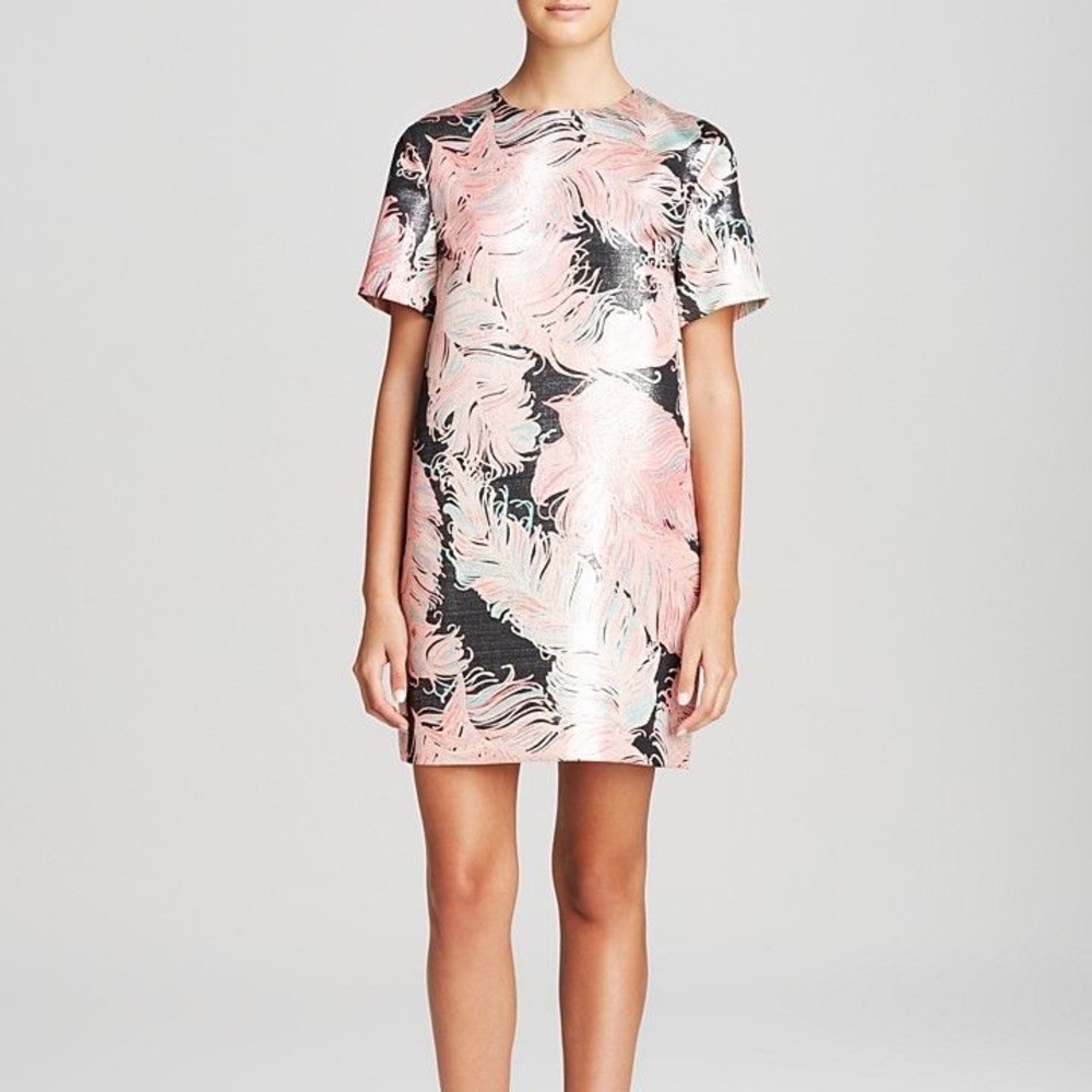 Kate Spade Regal Plumes Short Sleeve Father Print Dress